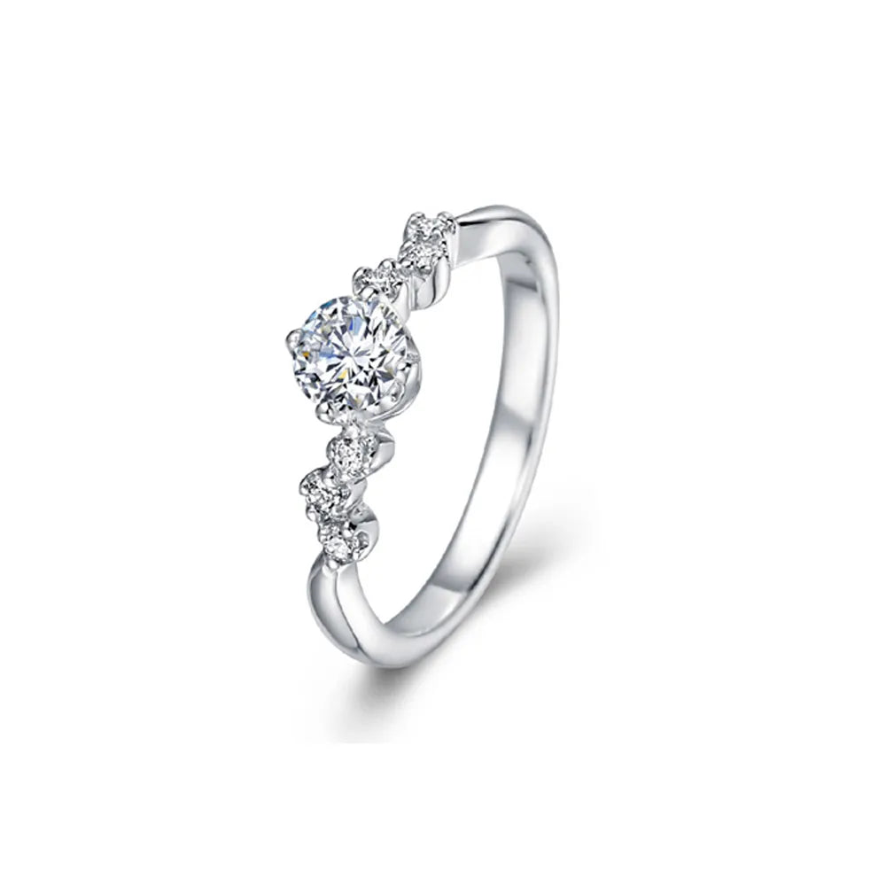 Luxurious Bridal Romantic Inlay Round Lab-Grown Diamonds Rings