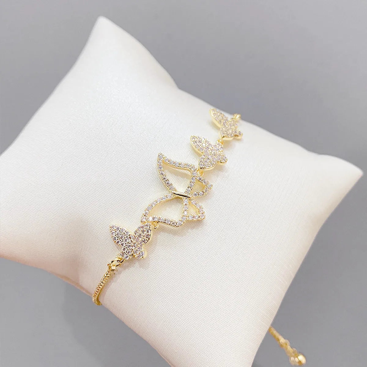 Luxurious Butterfly Copper Bracelets Gold Plated Zircon Copper Bracelets 1 Piece