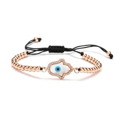 Luxurious Classic Style Commute Palm Eye Copper Beaded Inlay Zircon Bracelets