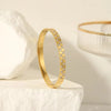 Luxurious Classic Style Solid Color Titanium Steel 18K Gold Plated Zircon Bangle In Bulk