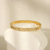 Luxurious Classic Style Solid Color Titanium Steel 18K Gold Plated Zircon Bangle In Bulk