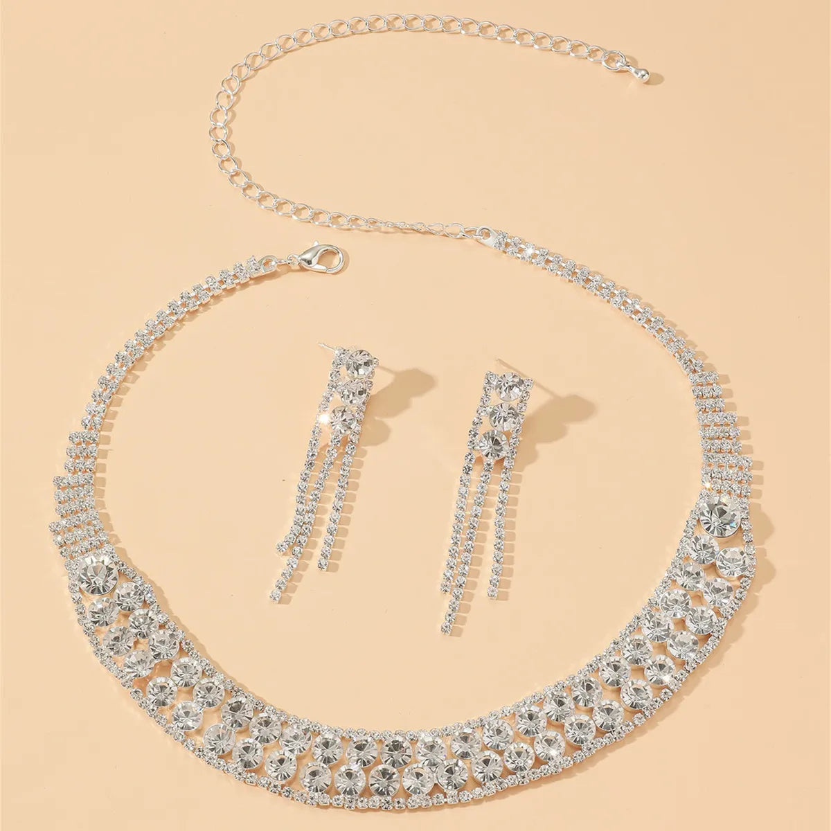 Luxurious Fashion U Shape Square Alloy Plating Diamond Rhinestones Jewelry Set 1 Set