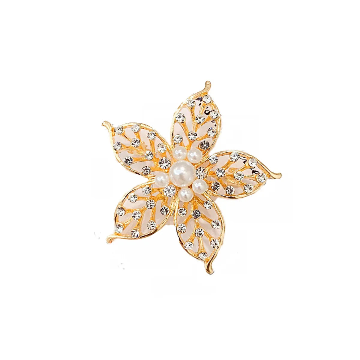 Luxurious Flower Alloy Inlay Artificial Pearls Rhinestones Women'S Brooches