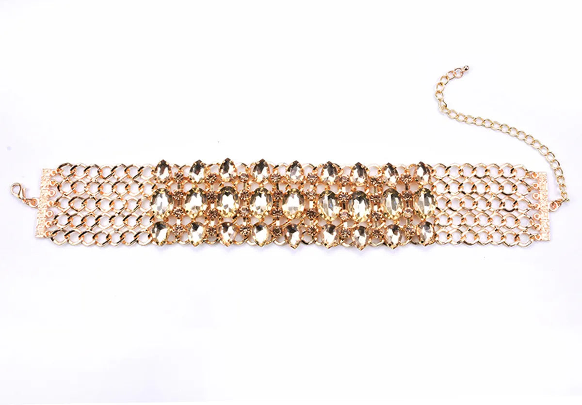 Luxurious Geometric Alloy Inlay Artificial Crystal Rhinestones Women's Choker