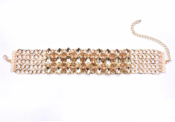 Luxurious Geometric Alloy Inlay Artificial Crystal Rhinestones Women's Choker