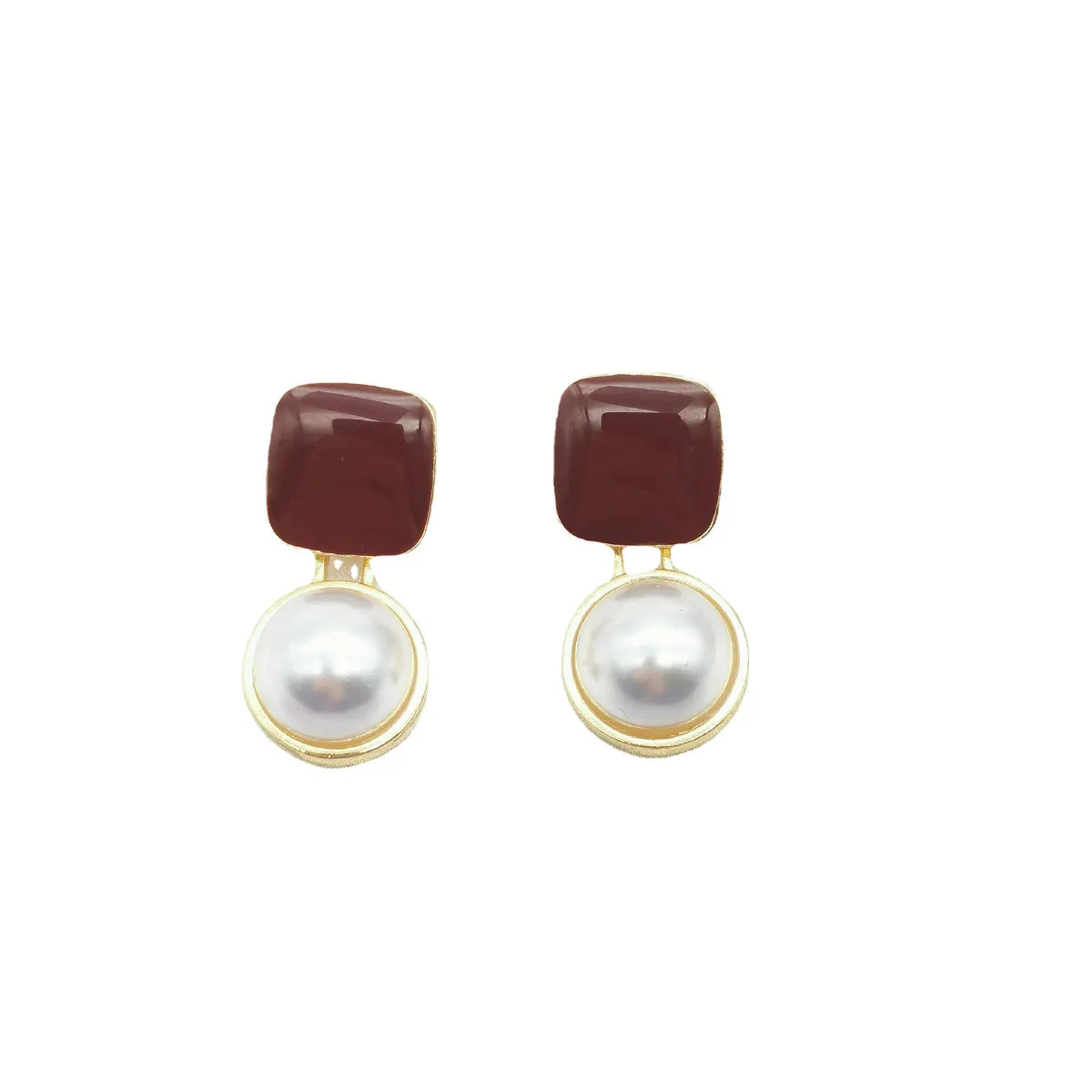 Luxurious Geometric Alloy Inlay Artificial Pearls Earrings