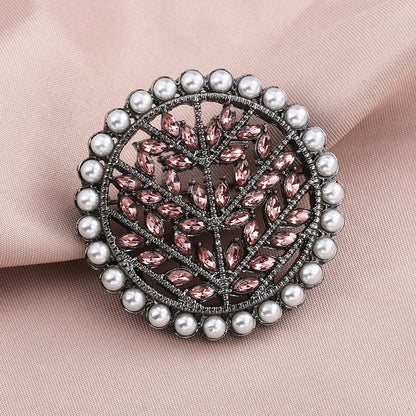 Luxurious Geometric Alloy Inlay Artificial Pearls Rhinestones Women'S Brooches