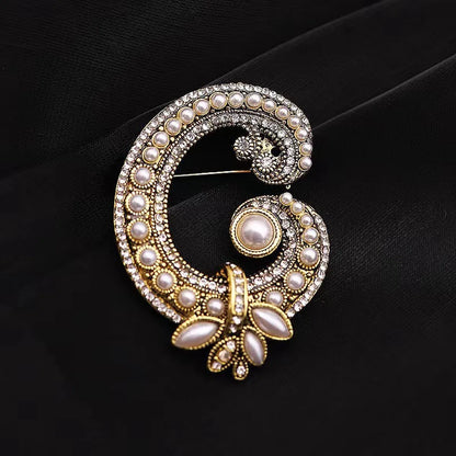 Luxurious Geometric Alloy Inlay Artificial Pearls Rhinestones Women'S Brooches