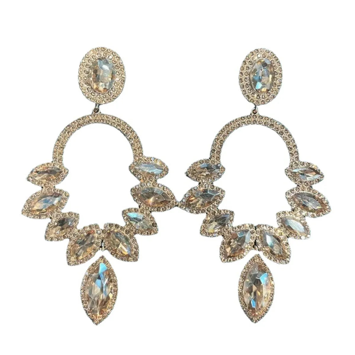 1 Pair Luxurious Geometric Inlay Alloy Rhinestones Drop Earrings