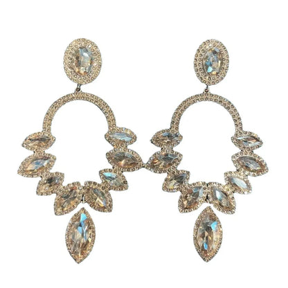 1 Pair Luxurious Geometric Inlay Alloy Rhinestones Drop Earrings