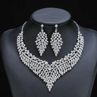 Luxurious Geometric Alloy Plating Artificial Crystal Women's Earrings Necklace