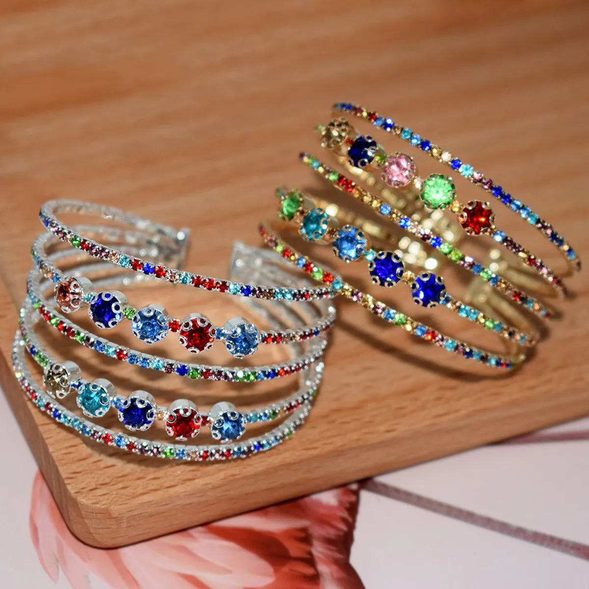 Luxurious Geometric Alloy Plating Inlay Rhinestones Women's Bangle 1 Piece