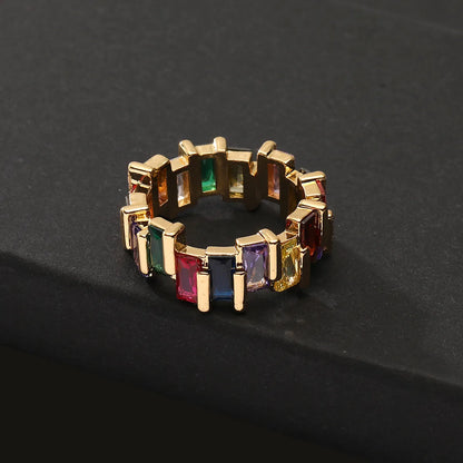 Luxurious Geometric Copper Gold Plated Zircon Open Ring