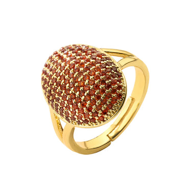 Luxurious Geometric Copper Gold Plated Zircon Open Ring In Bulk