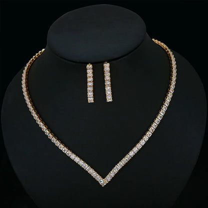 Luxurious Geometric Copper Plating Zircon Women's Bracelets Earrings Necklace