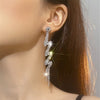 Luxurious Geometric Rhinestone Tassel Drop Earrings 1 Pair