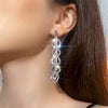 Luxurious Geometric Rhinestone Tassel Drop Earrings 1 Pair