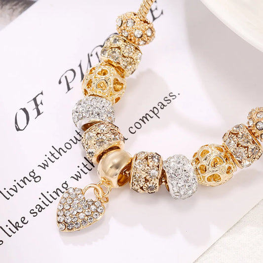 Luxurious Heart Shape Copper Inlay Rhinestone Bracelets