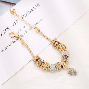 Luxurious Heart Shape Copper Inlay Rhinestone Bracelets