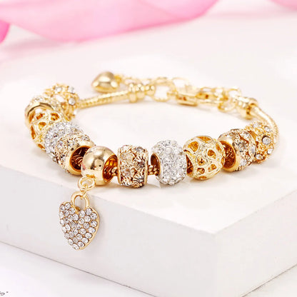 Luxurious Heart Shape Copper Inlay Rhinestone Bracelets