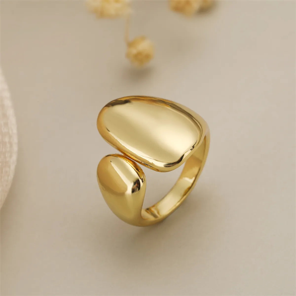 Luxurious Heart Shape Copper Plating Inlay Zircon Gold Plated Open Rings