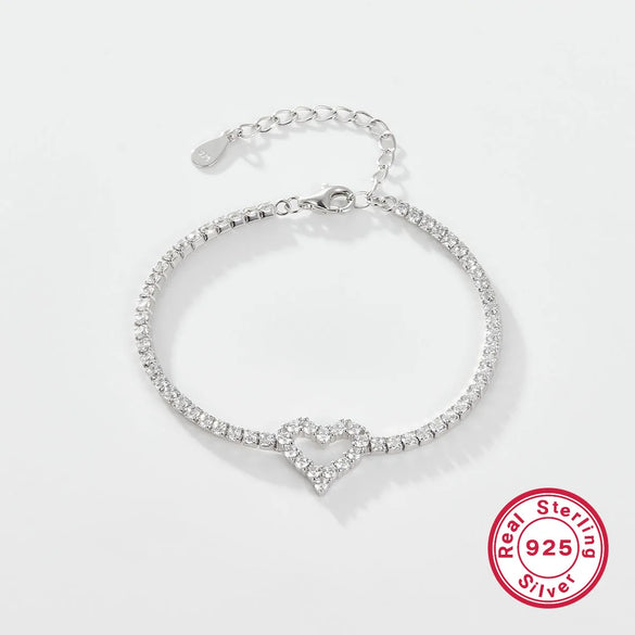Luxurious Heart Shape Sterling Silver Inlay Zircon White Gold Plated