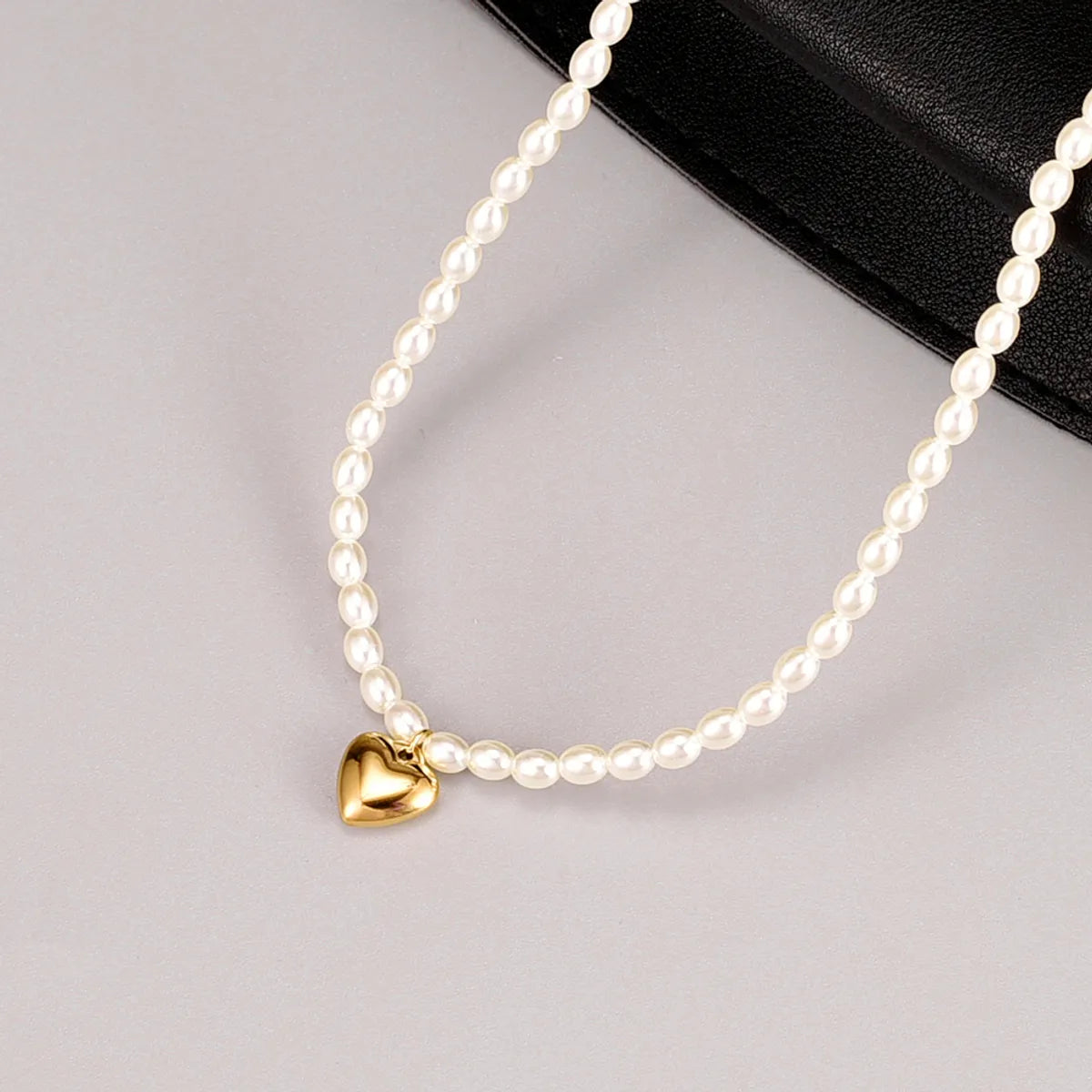 Luxurious Heart 18K Gold Plated Artificial Pearls 304 Stainless Steel Titanium Steel Wholesale Necklace