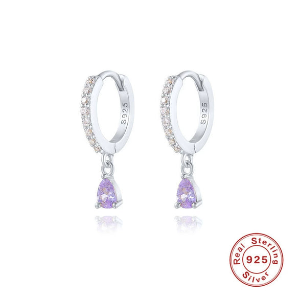 Luxurious High End S925 Sterling Silver Colorful Drop Shaped Women's Earrings With Electroplating