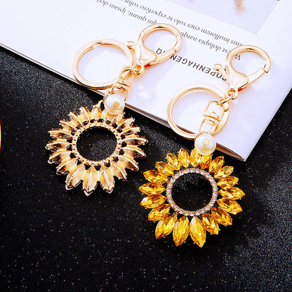 Luxurious Lady Sunflower Metal Women'S Bag Pendant Keychain