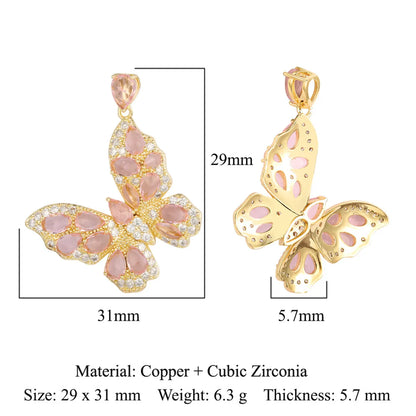 Luxurious Peacock Butterfly Gem Plating Inlay Zircon Charms Jewelry Accessories