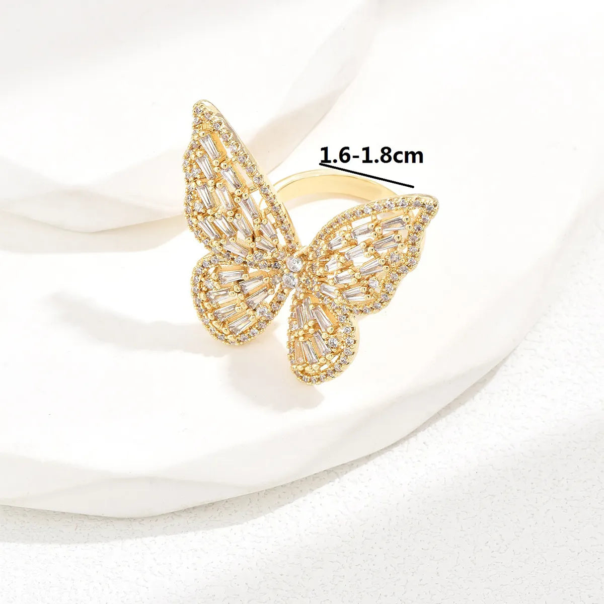 Luxurious Romantic Shiny Butterfly Copper Zircon Rings In Bulk