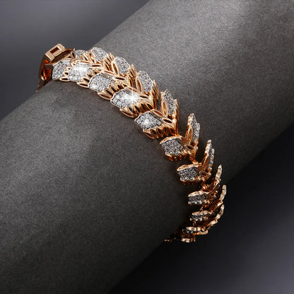 Luxurious Shamrock Irregular Butterfly Alloy Copper Asymmetrical Plating Inlay Artificial Diamond 18k Gold Plated Bracelets