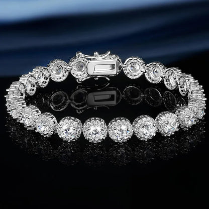 Luxurious Shiny Round Copper Plating Inlay Zircon White Gold Plated Gold Plated Bracelets