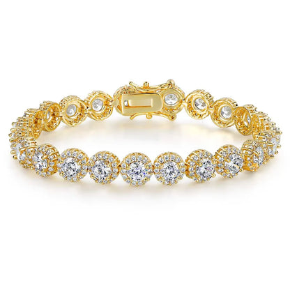 Luxurious Shiny Round Copper Plating Inlay Zircon White Gold Plated Gold Plated Bracelets