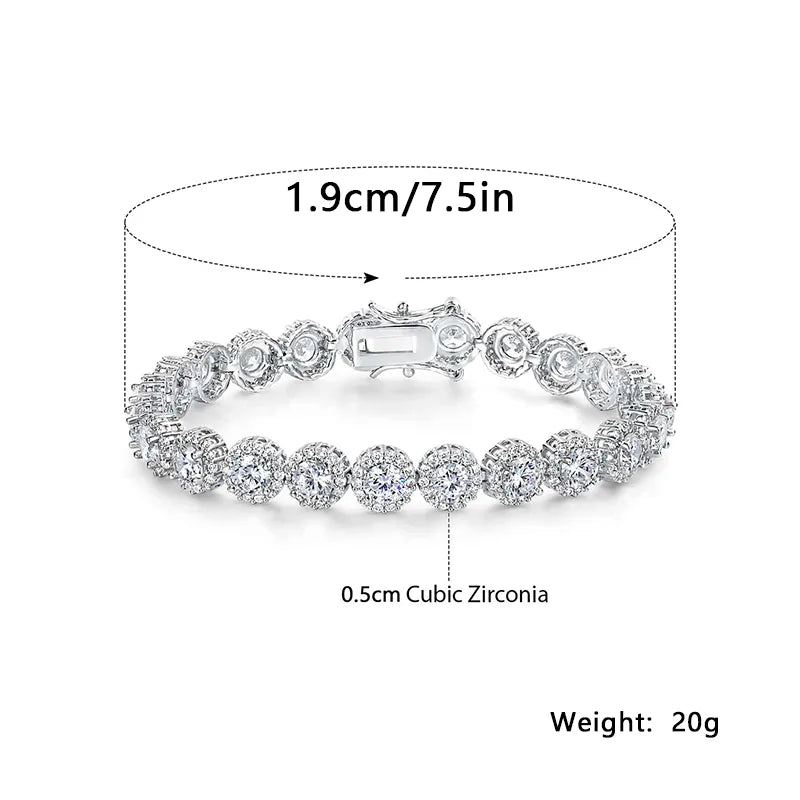 Luxurious Shiny Round Copper Plating Inlay Zircon White Gold Plated Gold Plated Bracelets