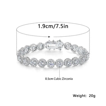 Luxurious Shiny Round Copper Plating Inlay Zircon White Gold Plated Gold Plated Bracelets