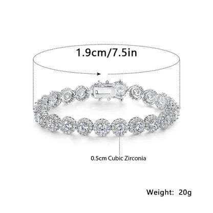 Luxurious Shiny Round Copper Plating Inlay Zircon White Gold Plated Gold Plated Bracelets