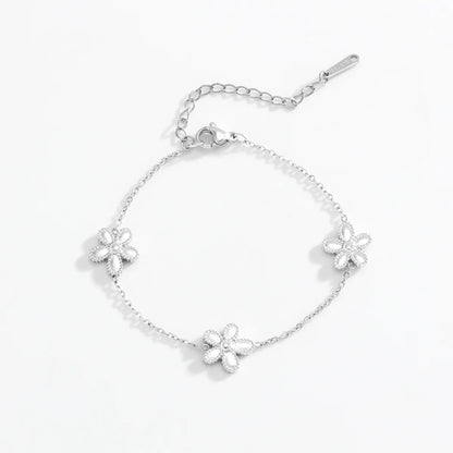 Luxurious Simple Style Flower 304 Stainless Steel White Gold Plated Gold Plated Bracelets In Bulk