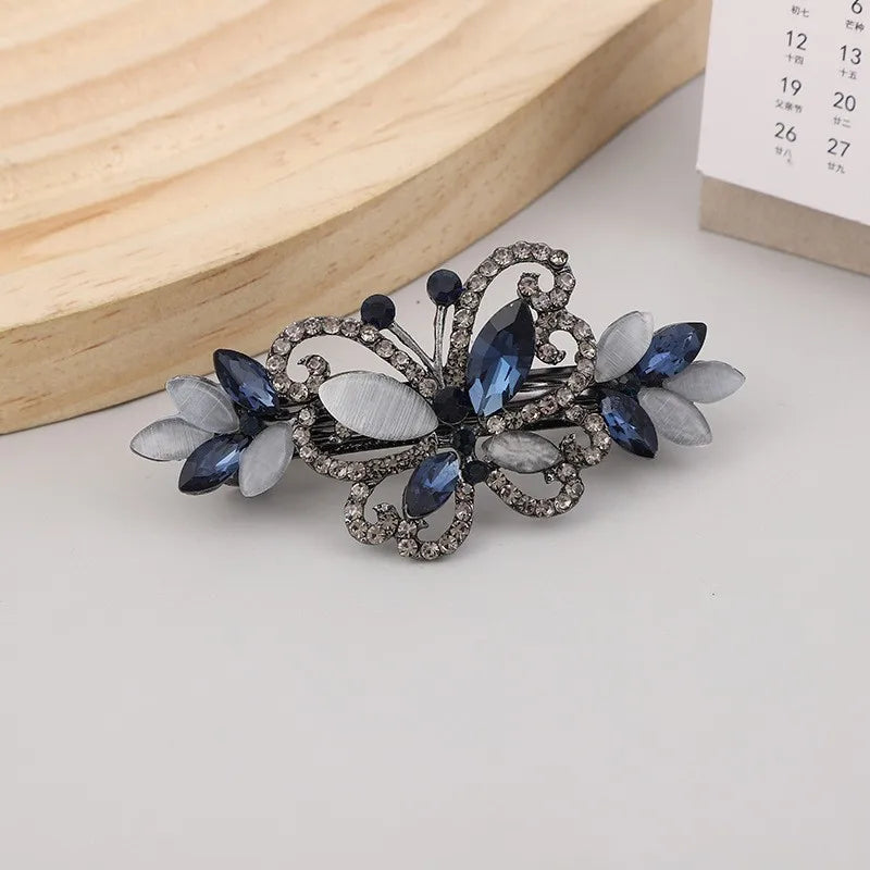 Luxurious Simple Style Korean Style Butterfly Alloy Inlay Rhinestones Opal Hair Clip