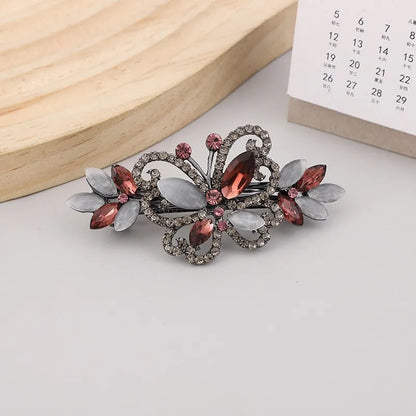 Luxurious Simple Style Korean Style Butterfly Alloy Inlay Rhinestones Opal Hair Clip