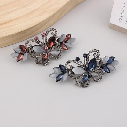 Luxurious Simple Style Korean Style Butterfly Alloy Inlay Rhinestones Opal Hair Clip