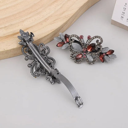 Luxurious Simple Style Korean Style Butterfly Alloy Inlay Rhinestones Opal Hair Clip