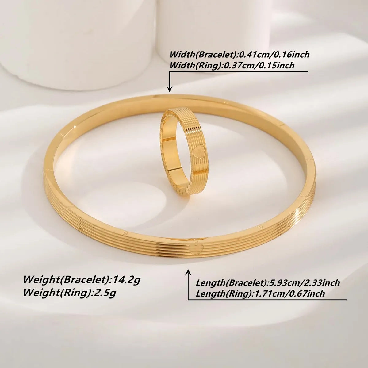 Luxurious Simple Style Number Heart Shape Titanium Steel Plating Gold Plated Rings Bracelets