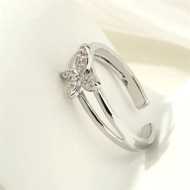 Luxurious Simple Style Round Butterfly Copper Plating Inlay Zircon 18k Gold Plated Open Rings