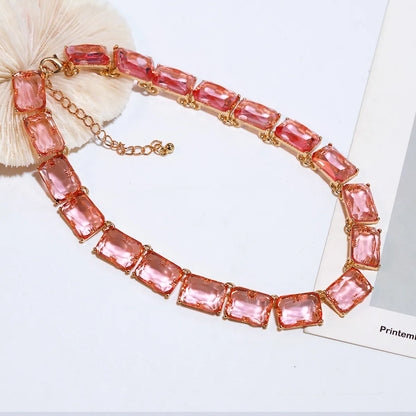 Luxurious Simple Style Shiny Geometric Alloy Inlay Resin Women's Necklace