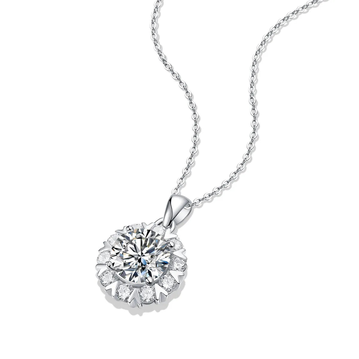 Luxurious Snowflake Sterling Silver Moissanite Pendant Necklace In Bulk