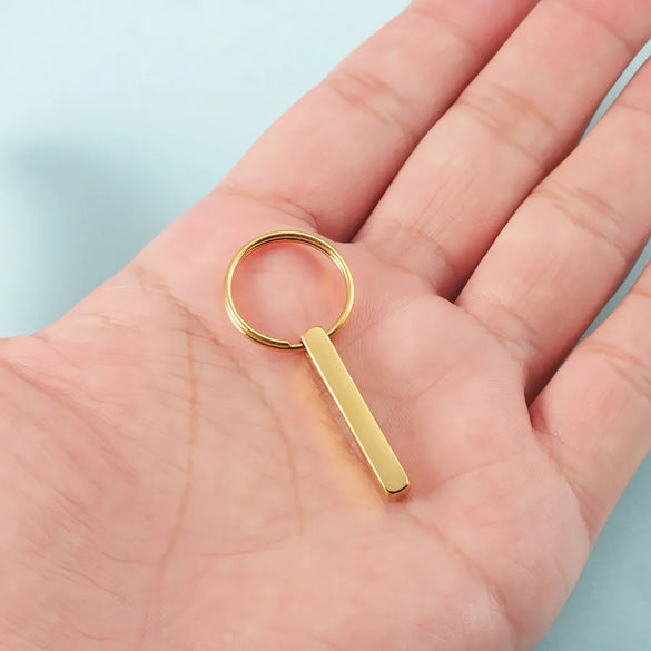 Luxurious Customization Laser Engraving Solid Color 304 Stainless Steel Unisex Keychain