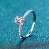 Luxurious Square Sterling Silver Moissanite Zircon Rings In Bulk