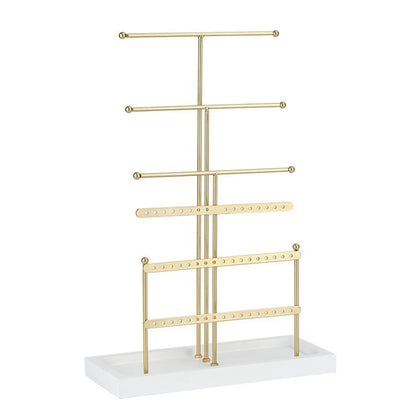 Luxurious T Shape Solid Wood Metal Jewelry Rack