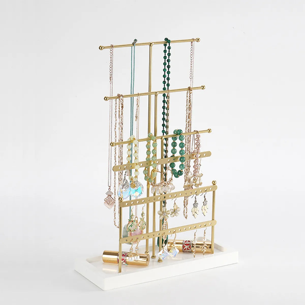 Luxurious T Shape Solid Wood Metal Jewelry Rack